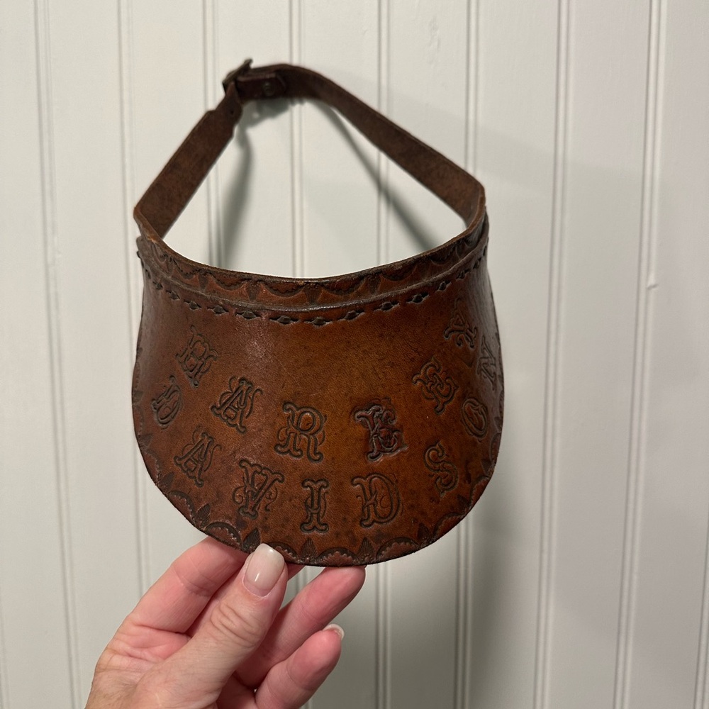 Vintage Harley Davidson leather visor. Distressed. Adjustable. Biker.Motorcycle - Picture 5 of 6